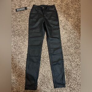 Wayrunz black leather skinny jeans
